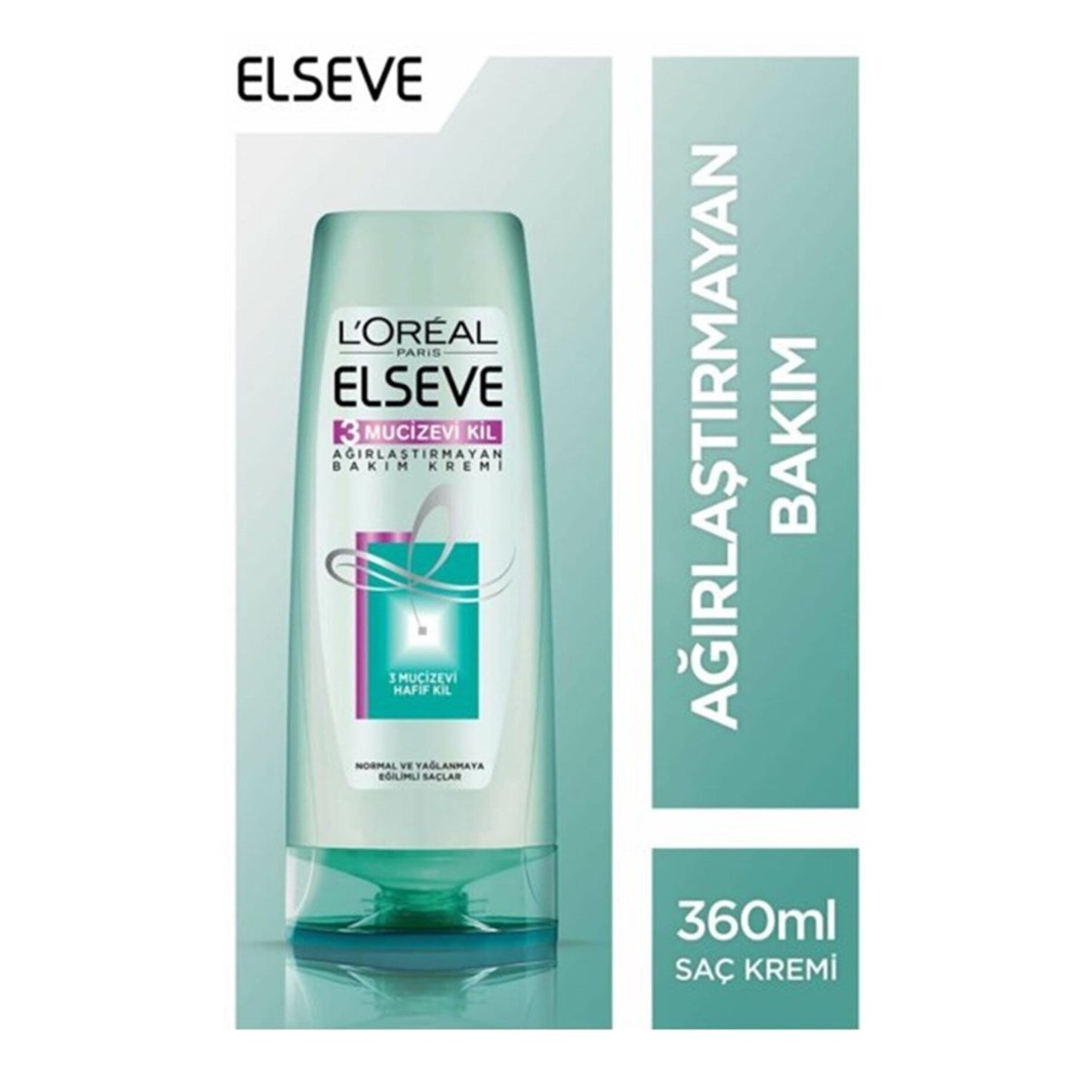 Elseve Saç Kremi Ağırlaştırmayan 3 Mucizevi Kil 360 ml