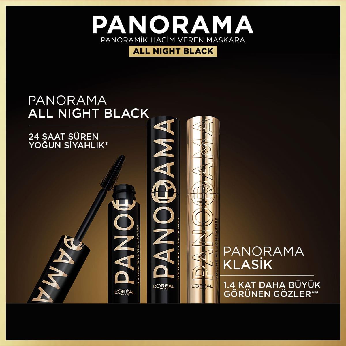 Loreal Paris Panorama Hacim Veren Maskara All Night Black - Siyah