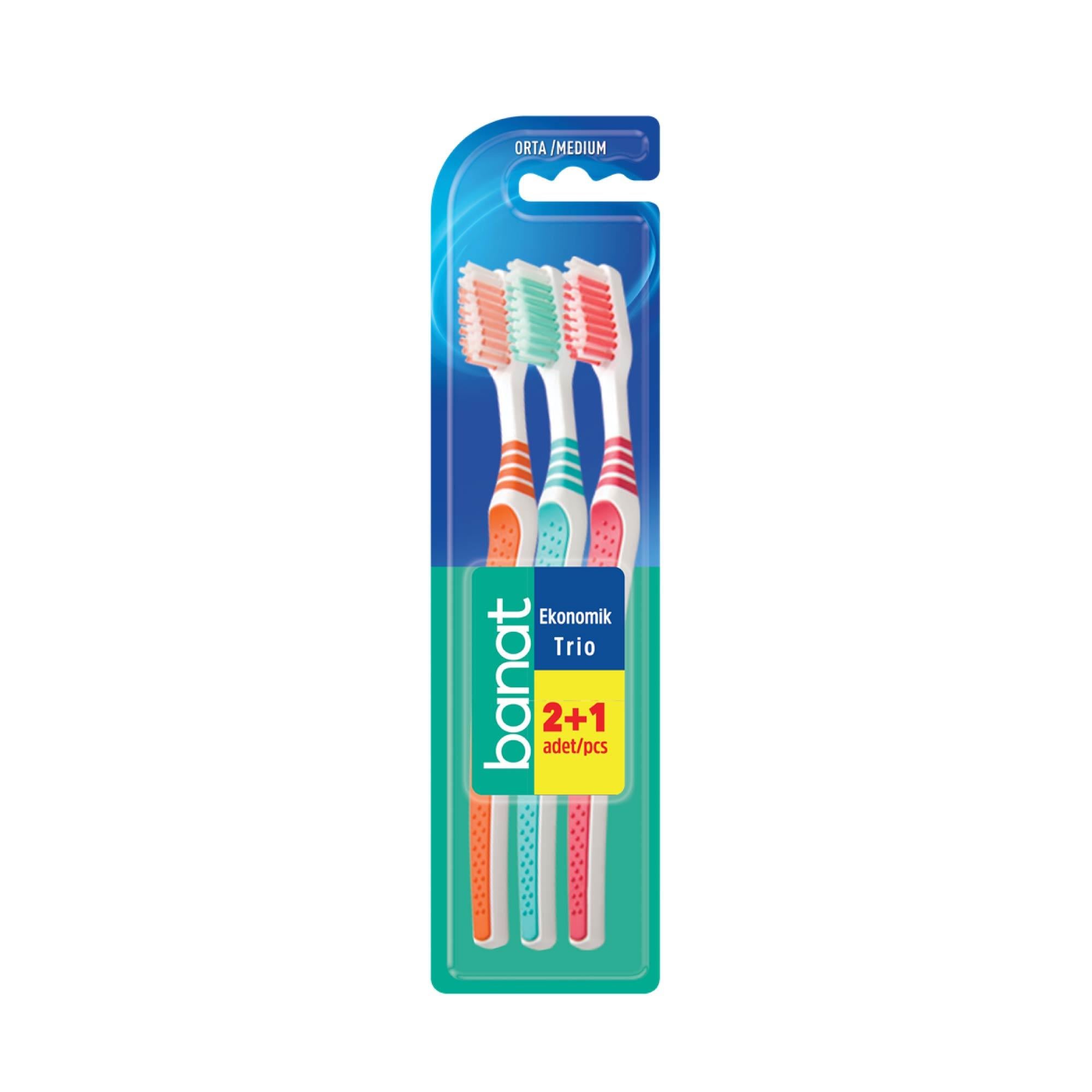 Banat  Diş Fırçası Ekonomik Trio 2+1 Orta/Medium
