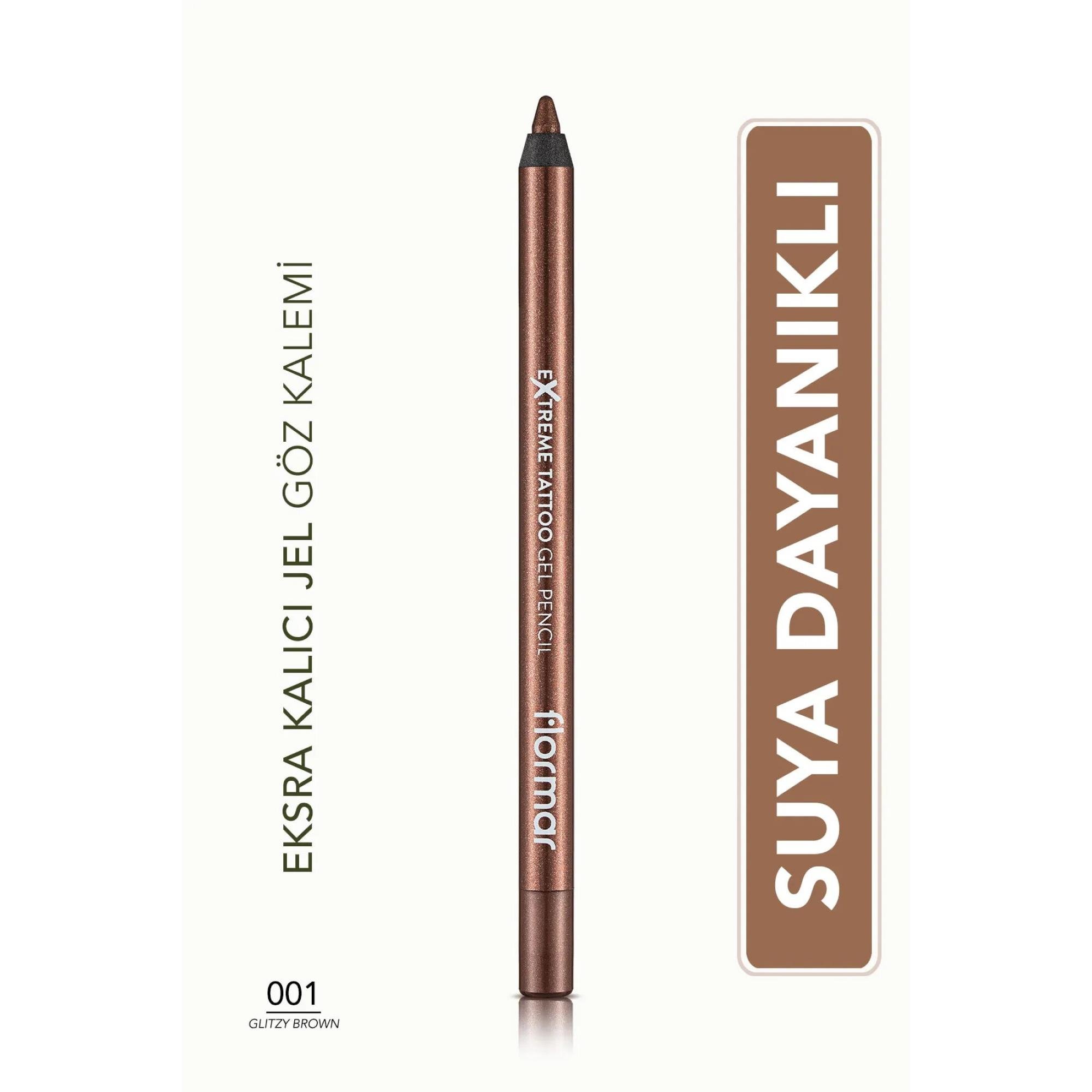Flormar Extreme Tattoo Gel Pencil Göz Kalemi 01 Glitzy Brown 	