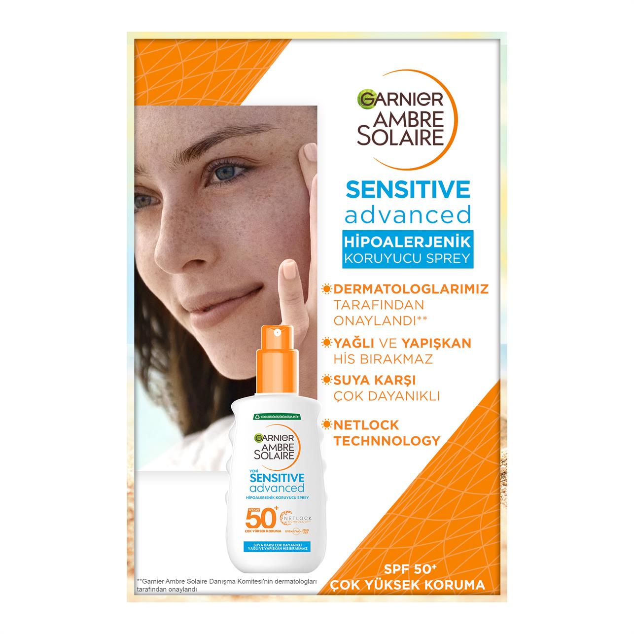 Garnier Ambre Solaire Sensitive Advanced Güneş Koruyucu Sprey SPF/GKF 50+ 200ml 