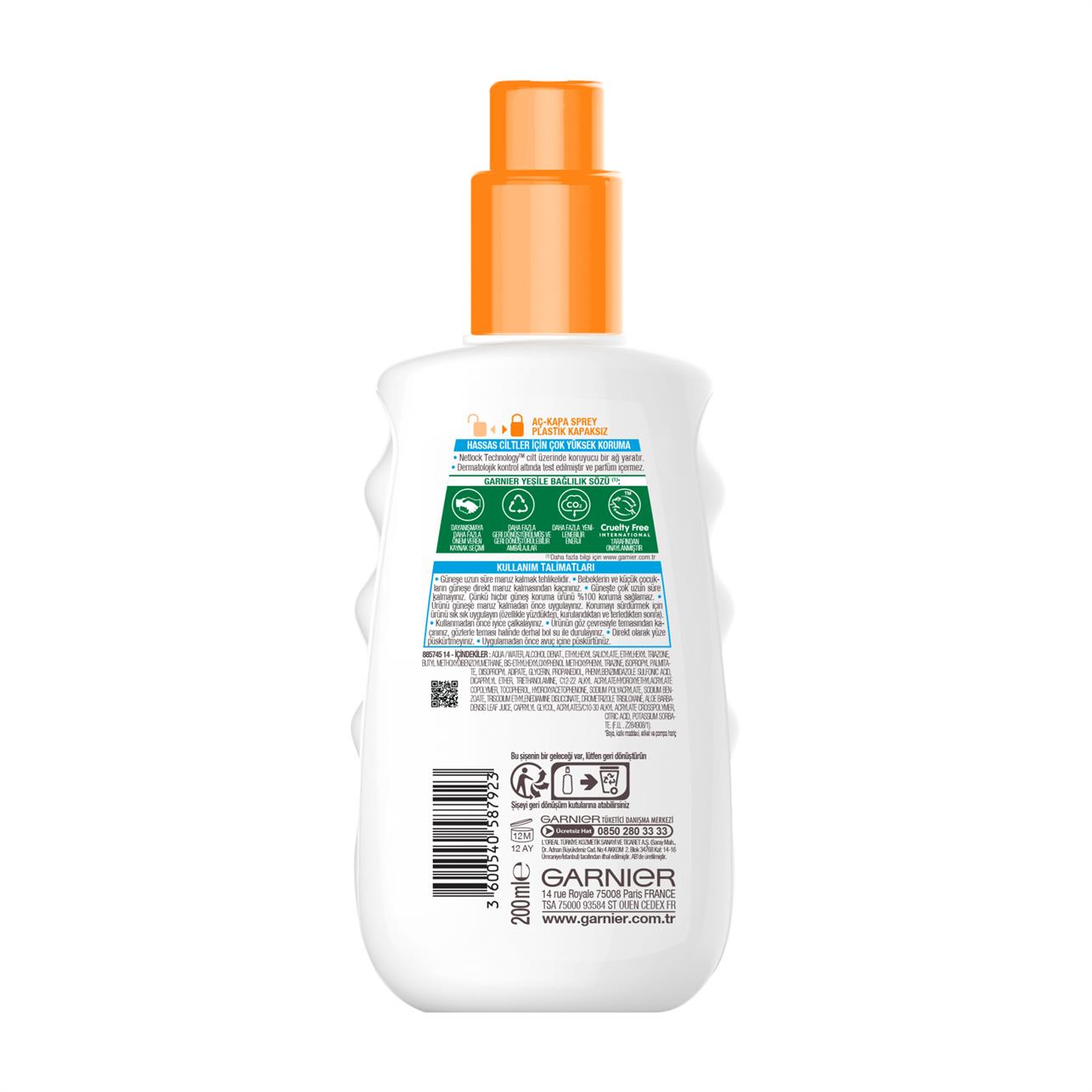 Garnier Ambre Solaire Sensitive Advanced Güneş Koruyucu Sprey SPF/GKF 50+ 200ml 