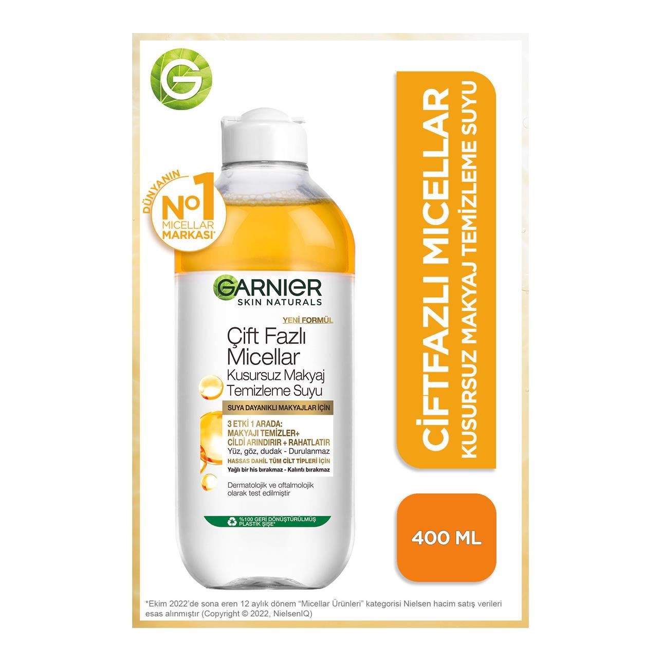 Garnier Çift Fazlı Micellar Kusursuz Makyaj Temizleme Suyu 400 Ml.