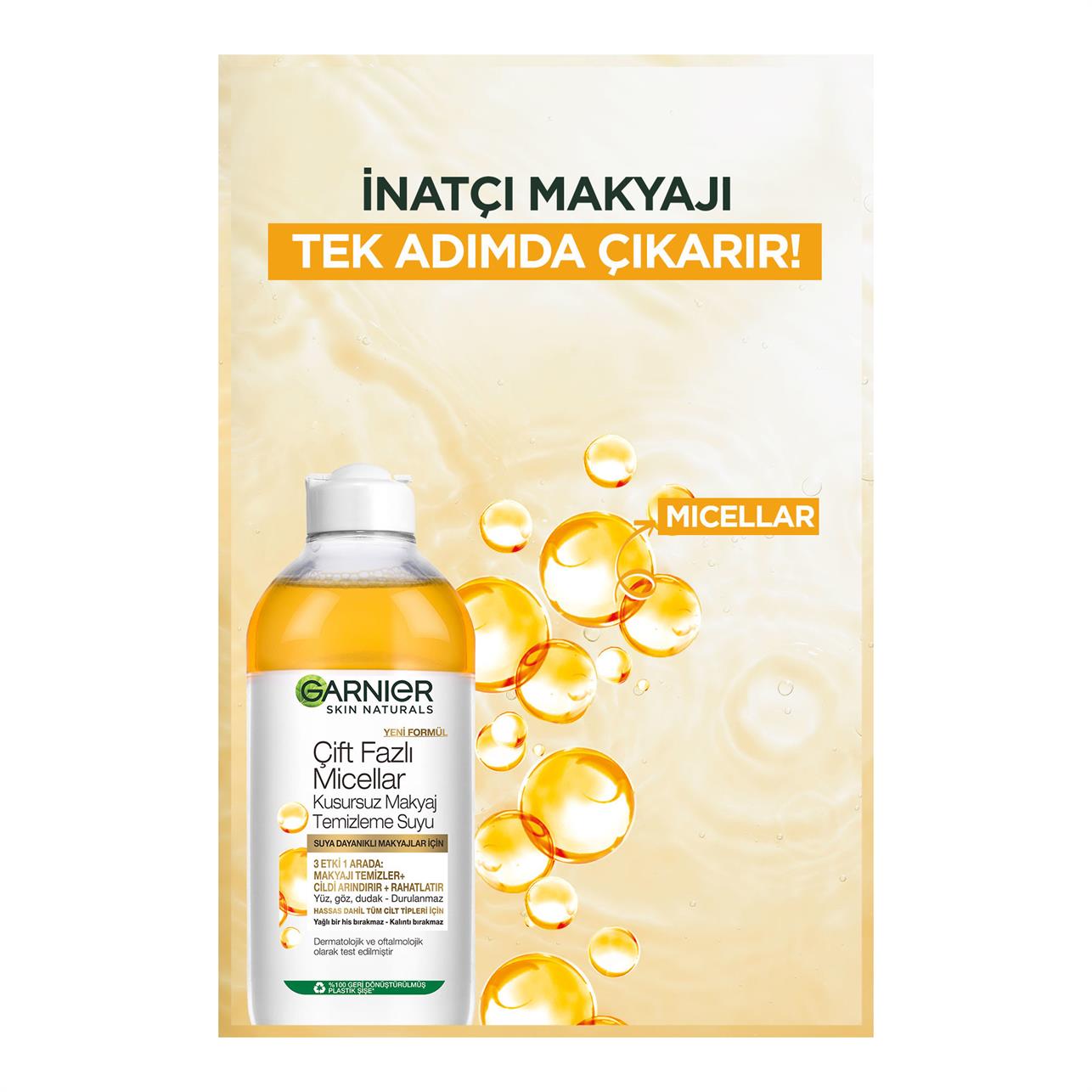 Garnier Çift Fazlı Micellar Kusursuz Makyaj Temizleme Suyu 400 Ml.