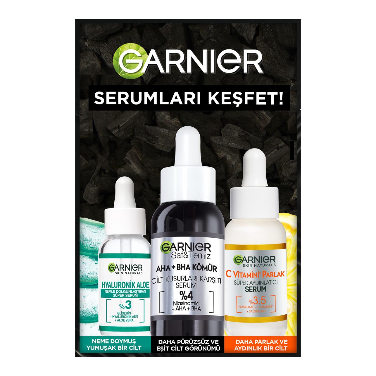 Garnier Cilt Kusurları Karşıtı  AHA+BHA Kömür Serum 30ml