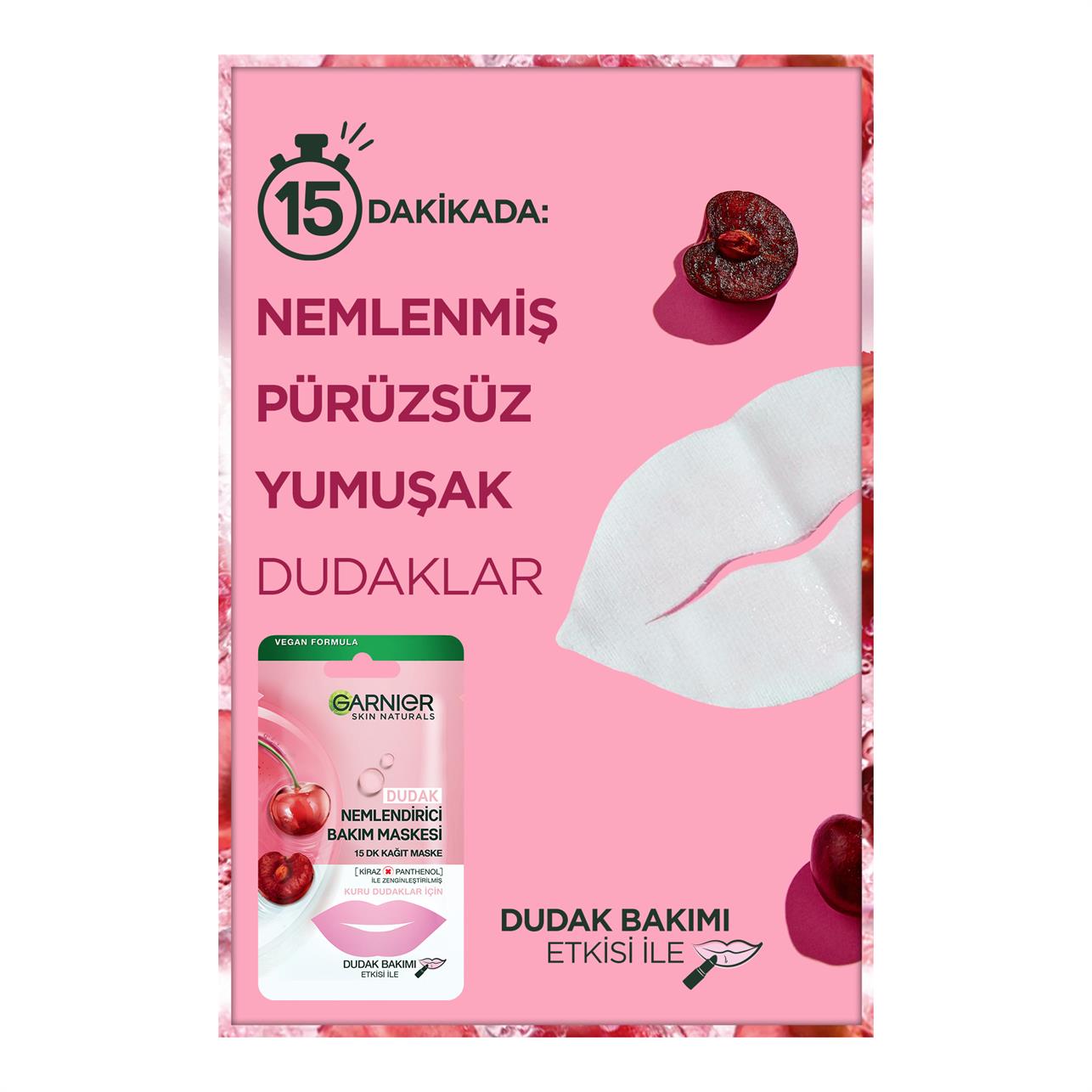 Garnier Dudak Nemlendirici Bakım Kağıt Maske Kuru Dudaklar İçin