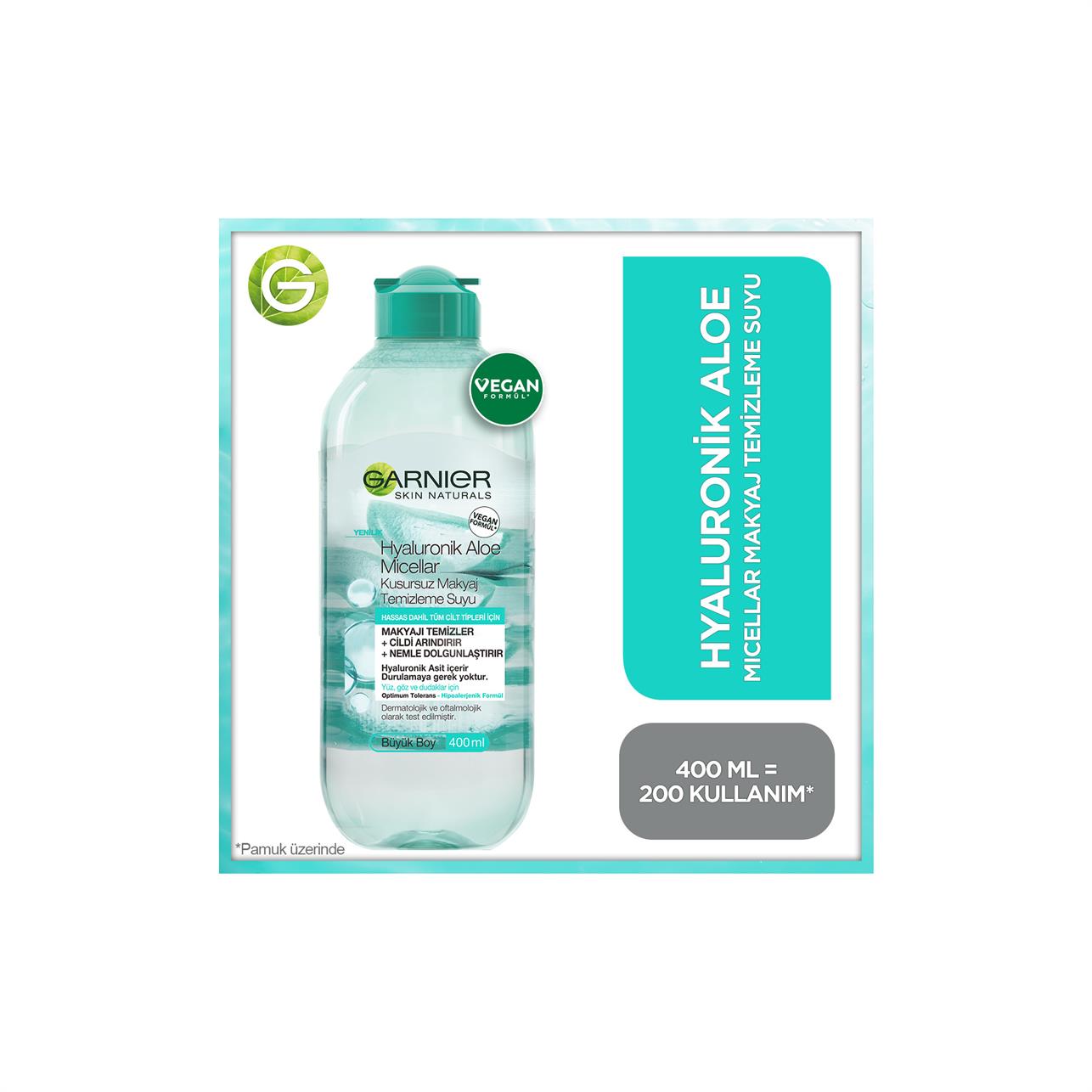 Garnier Hyaluronik Aloe Micellar Kusursuz Makyaj Temizleme Suyu Hassas ve Tüm Ciltler  400ml