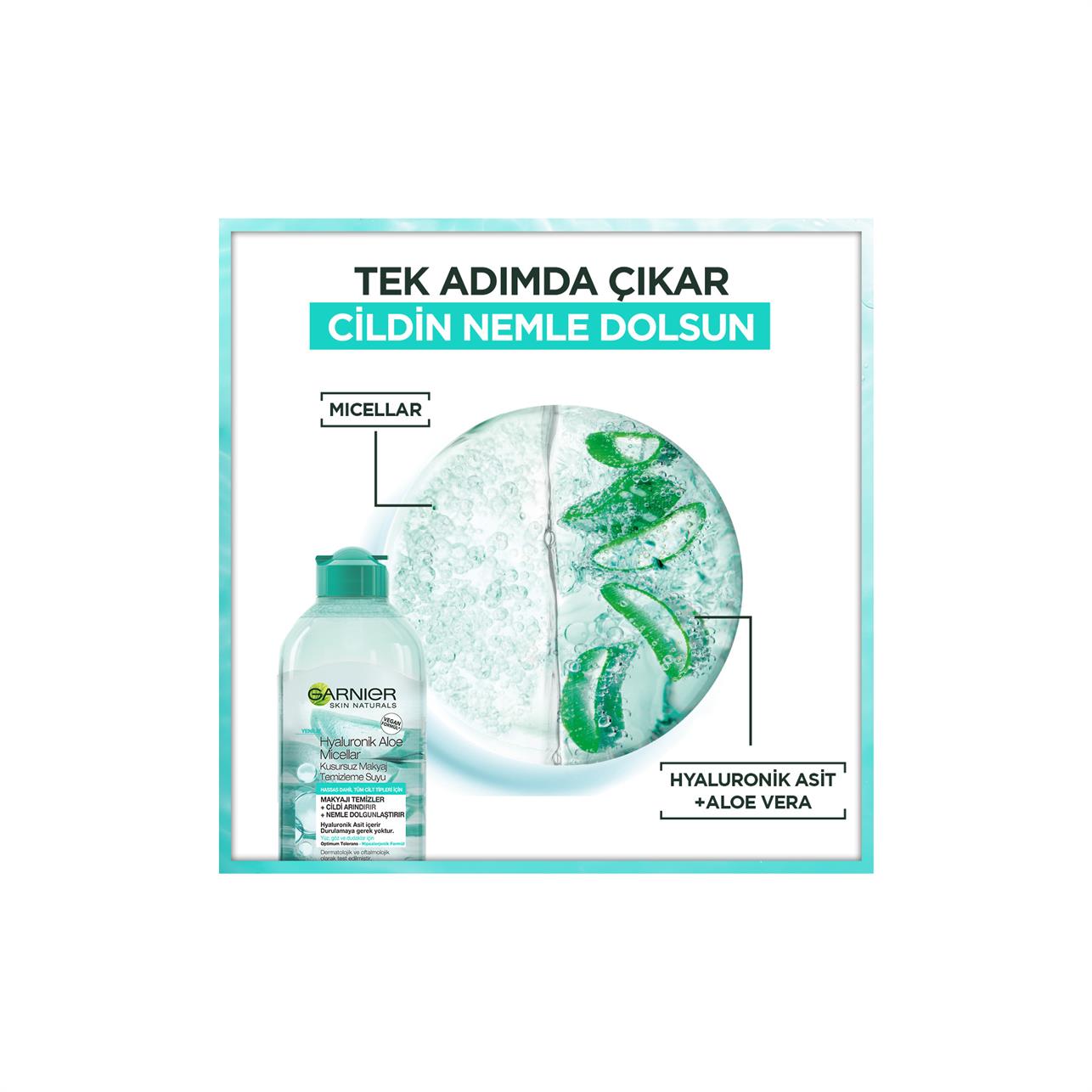 Garnier Hyaluronik Aloe Micellar Kusursuz Makyaj Temizleme Suyu Hassas ve Tüm Ciltler  400ml