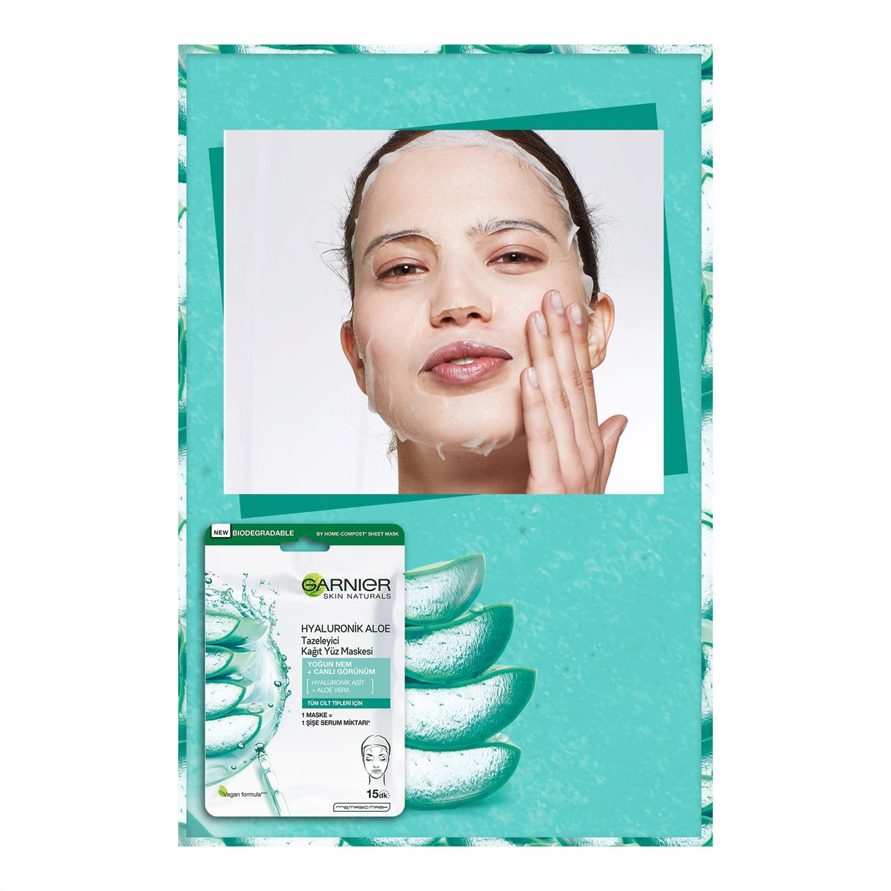 Garnier Hyaluronik Aloe Tazeleyici Kağıt Yüz Maskesi / Tüm Cilt Tipleri 