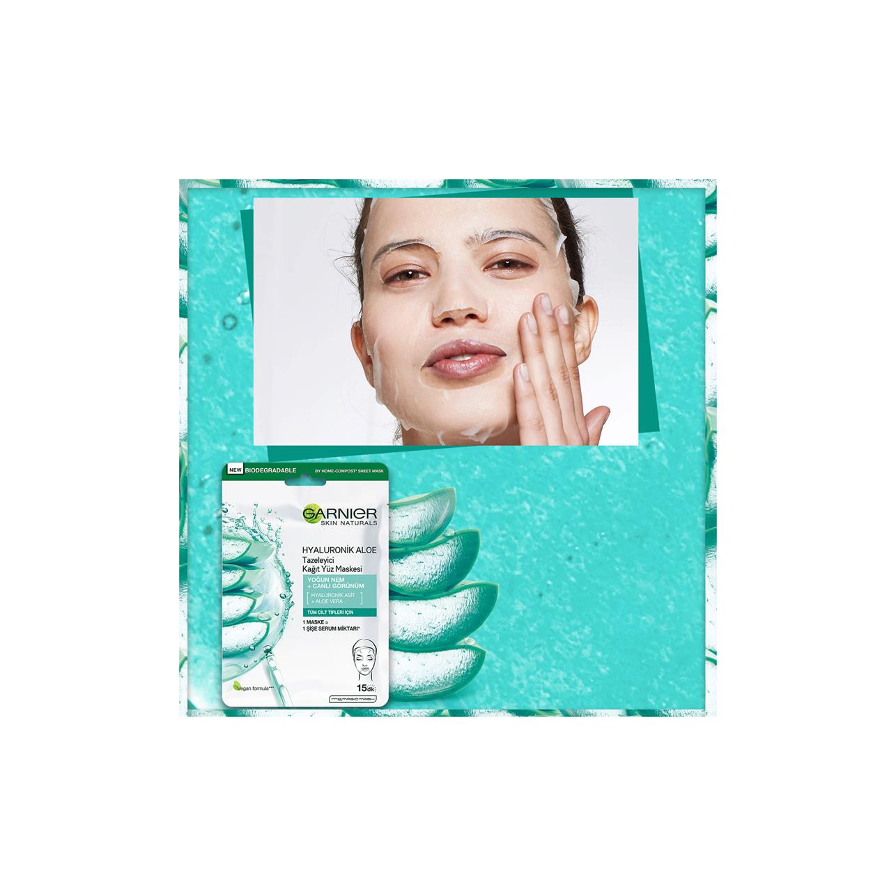 Garnier Hyaluronik Aloe Tazeleyici Kağıt Yüz Maskesi / Tüm Cilt Tipleri 