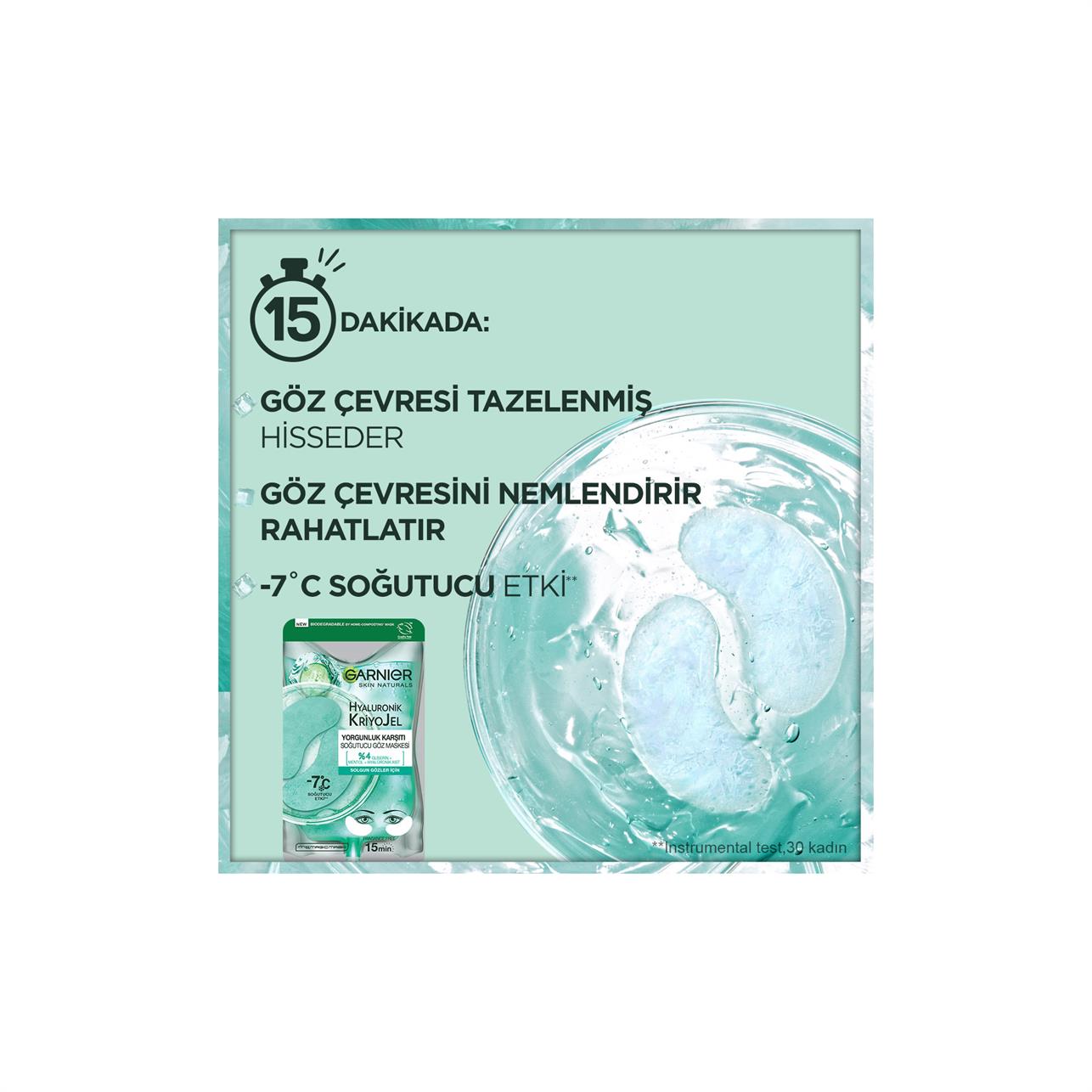 Garnier Hyaluronik Kriyo Jel Yorgunluk Karşıtı Kağıt Göz Maskesi