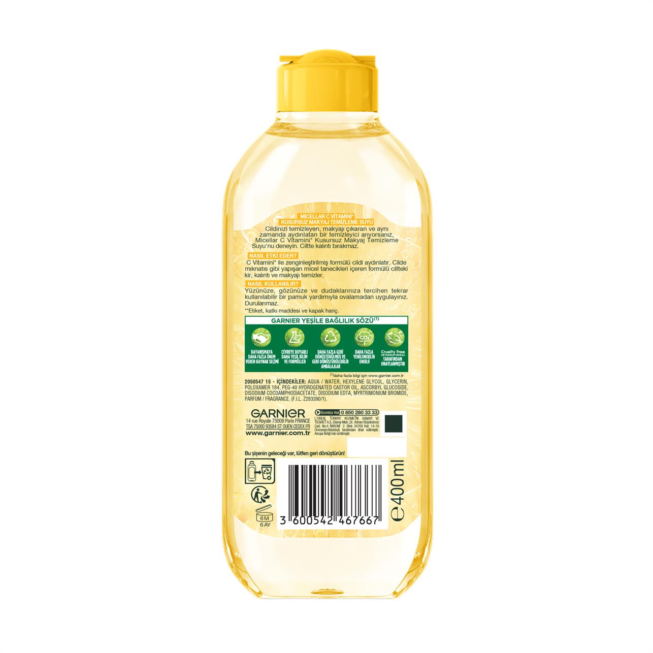 Garnier Micellar C Vitamini Kusursuz Makyaj Temizleme Suyu 400ml 