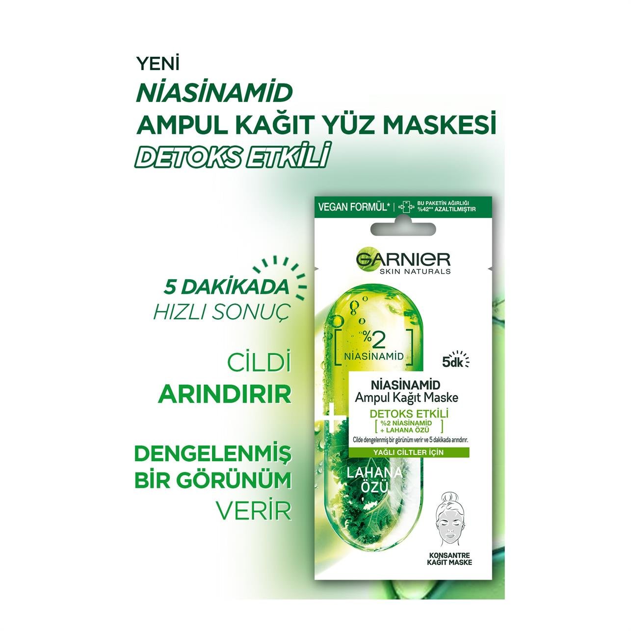 Garnier Niasinamid Ampul Kağıt Maske Detoks Etkili