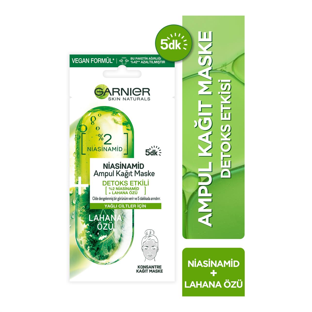 Garnier Niasinamid Ampul Kağıt Maske Detoks Etkili