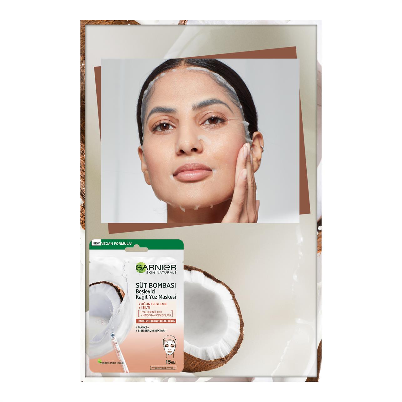 Garnier Süt Bombası Besleyici Kağıt Yüz Maskesi / Kuru ve Solgun Cilt 