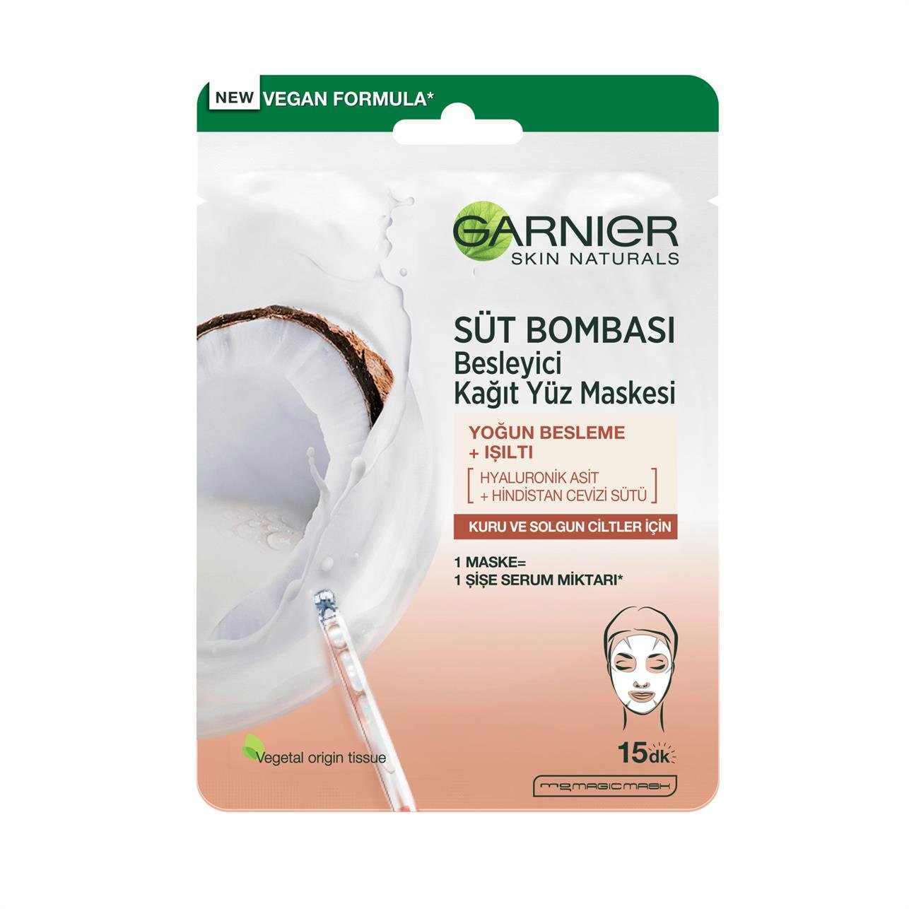 Garnier Süt Bombası Besleyici Kağıt Yüz Maskesi / Kuru ve Solgun Cilt 