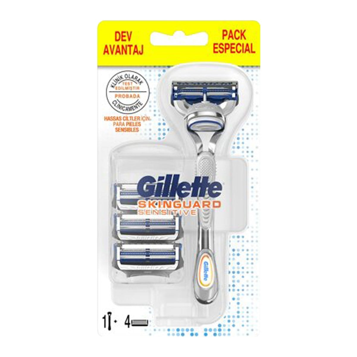 Gillette Skinguard Sensitive Tıraş Makinesi + 4 Yedek Tıraş Bıçağı 