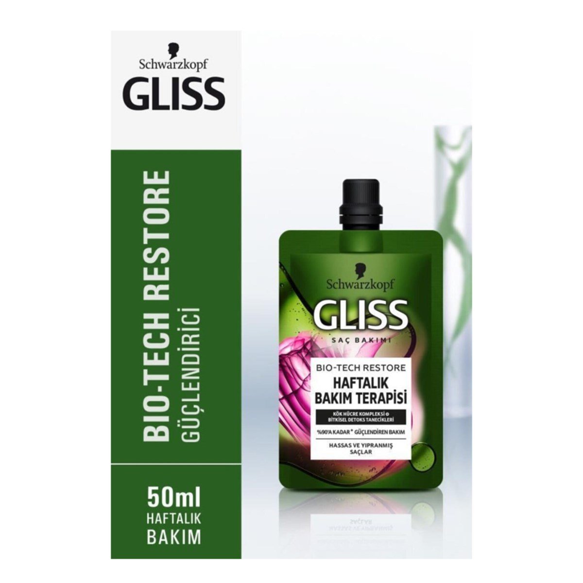 Gliss Saç Kremi Bio-Tech Restore Haftalık Bakım Terapisi Hassas ve Yıpranmış Saçlar 50ml