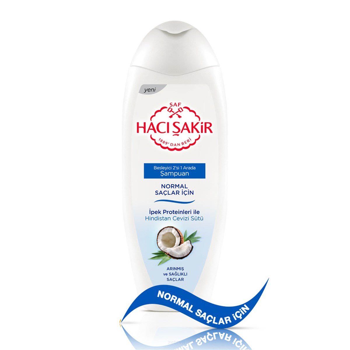 Hacı Şakir Besleyici Şampuan 2'si 1 Arada Normal Saçlar İçin İpek Proteinleri İle Hindistan Cevizi Sütü 500ml
