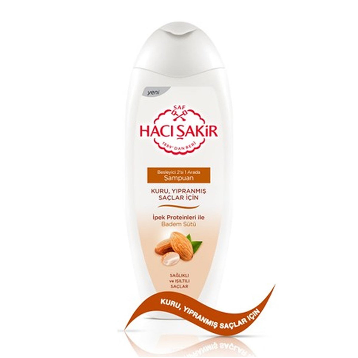 Hacı Şakir Besleyici Şampuan 2'si 1 Arada Kuru/Yıpranmış Saçlar İçin İpek Proteinleri İle Badem Sütü 500ml