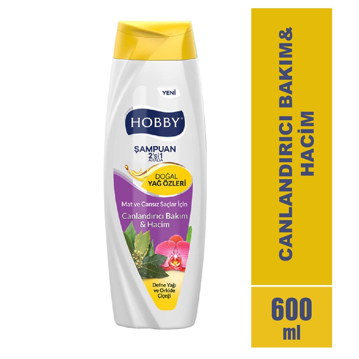 Hobby Şampuan Defne ve Orkide Özlü Mat ve Cansız Saçlar İçin Canlandırıcı Bakım&Hacim 600ml