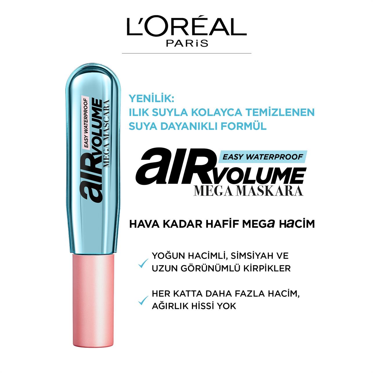 Loreal Paris Air Volume Easy Waterproof Mega Maskara Siyah