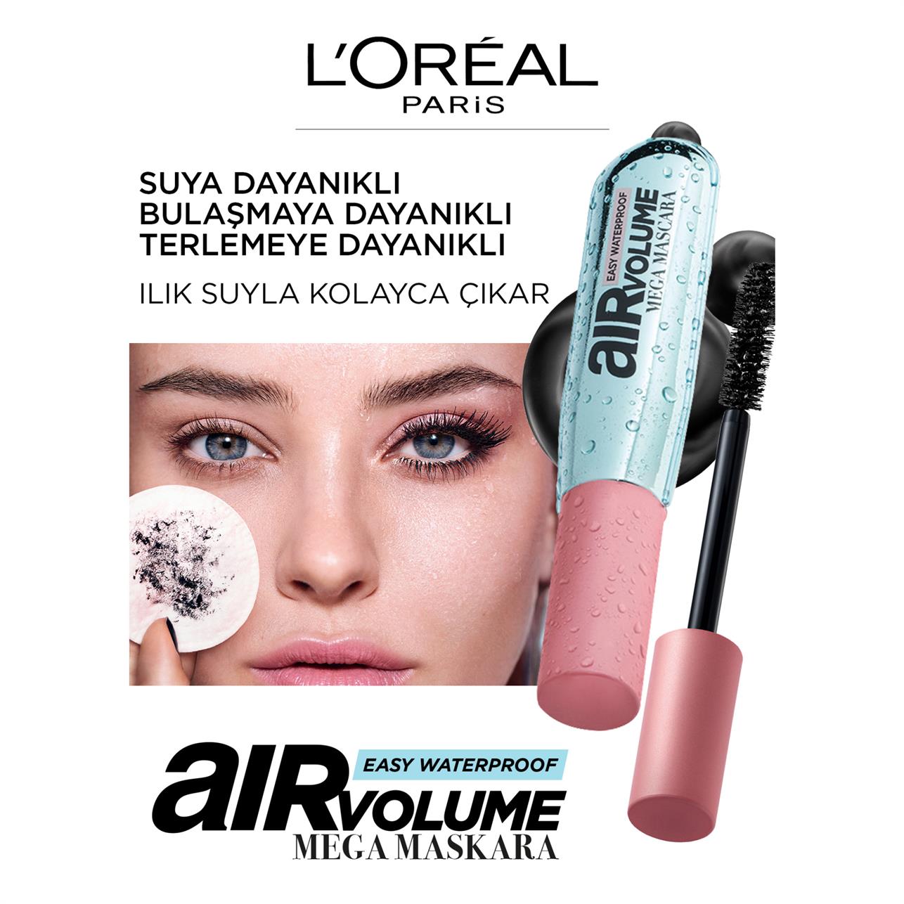 Loreal Paris Air Volume Easy Waterproof Mega Maskara Siyah