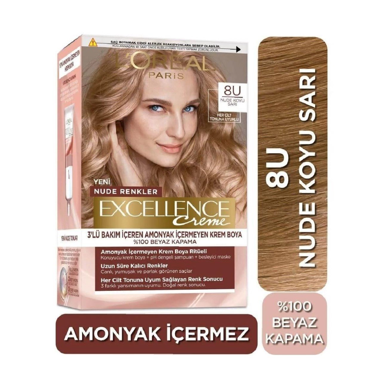 Loreal Paris Excellence Nude Renkler Creme Set Boya 8U Nude Koyu Sarı