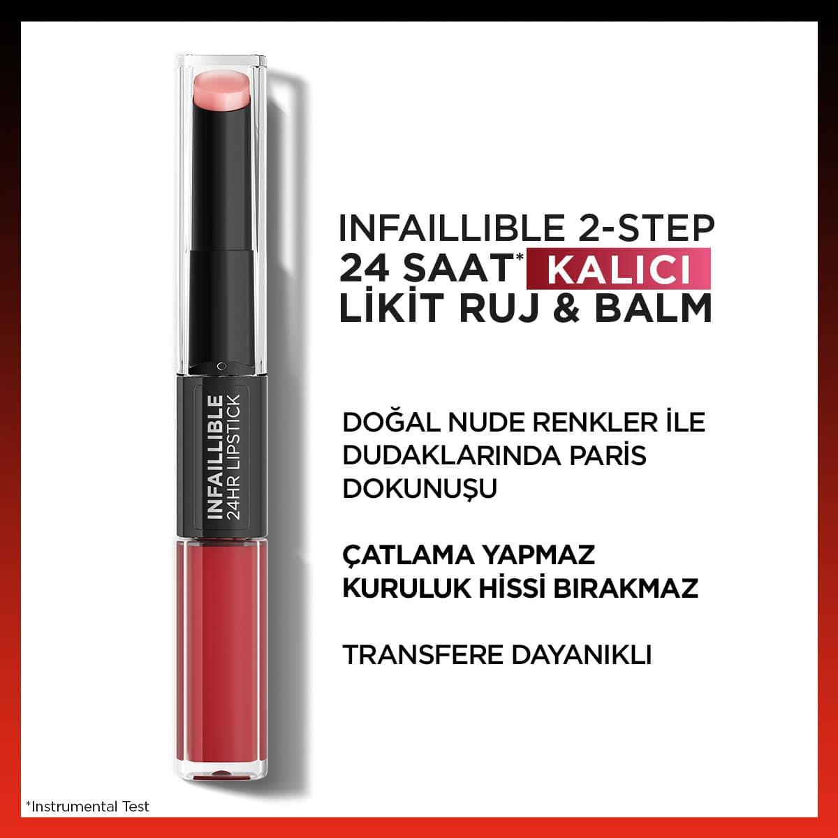Loreal Paris Infailible 24 Hr Kalıcı Likit Ruj & Balm 501 Timeless Red	