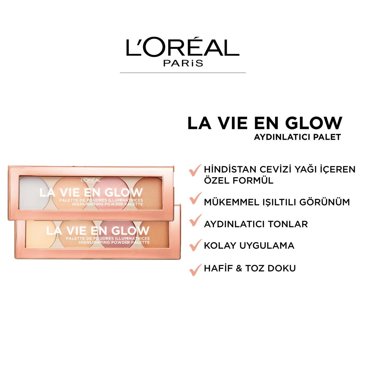 Loreal Paris La Vie En Glow Highlighting Aydınlatıcı Palet No:01 