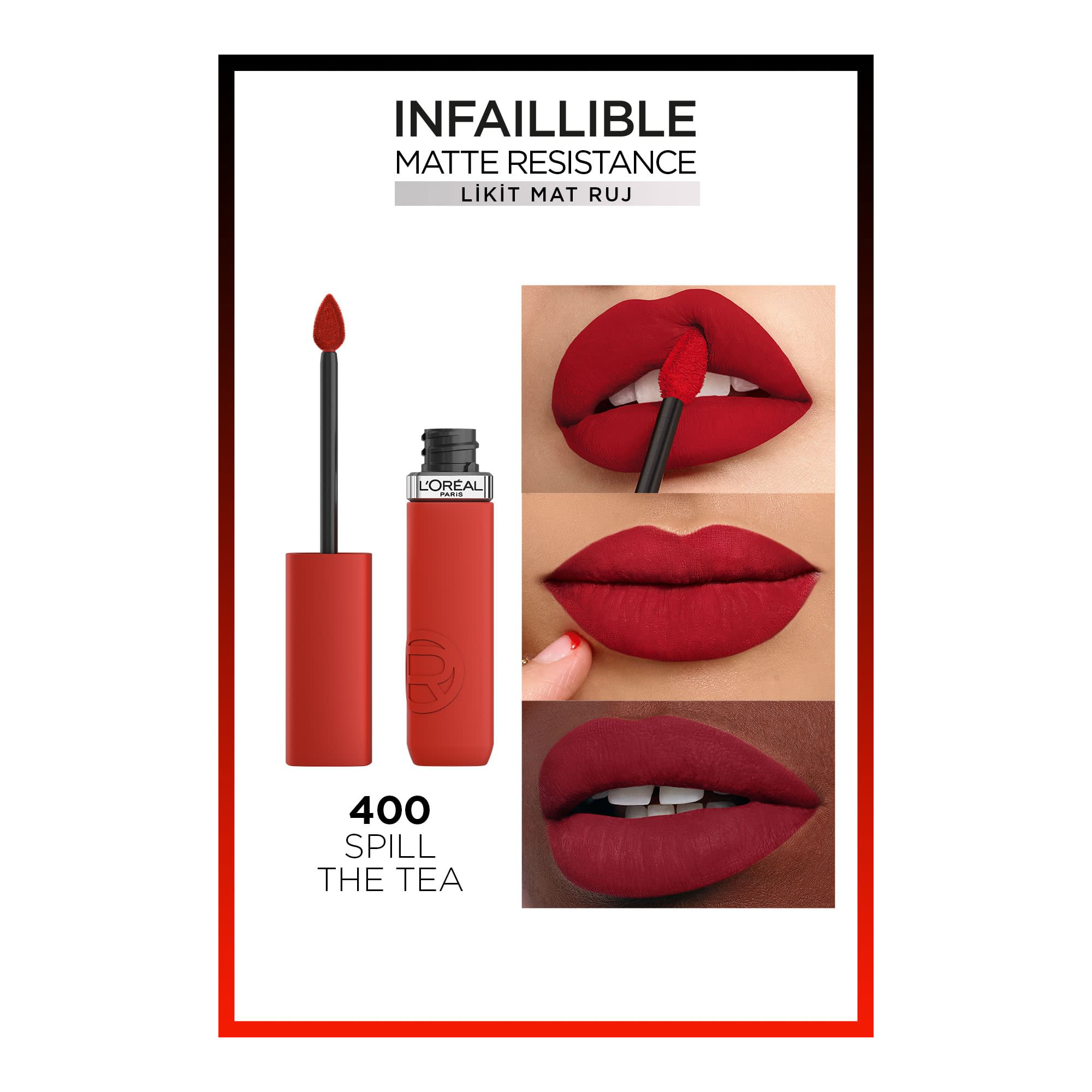 Loreal Paris Matte Resistance Likit Mat Ruj 400 Spill The Tea