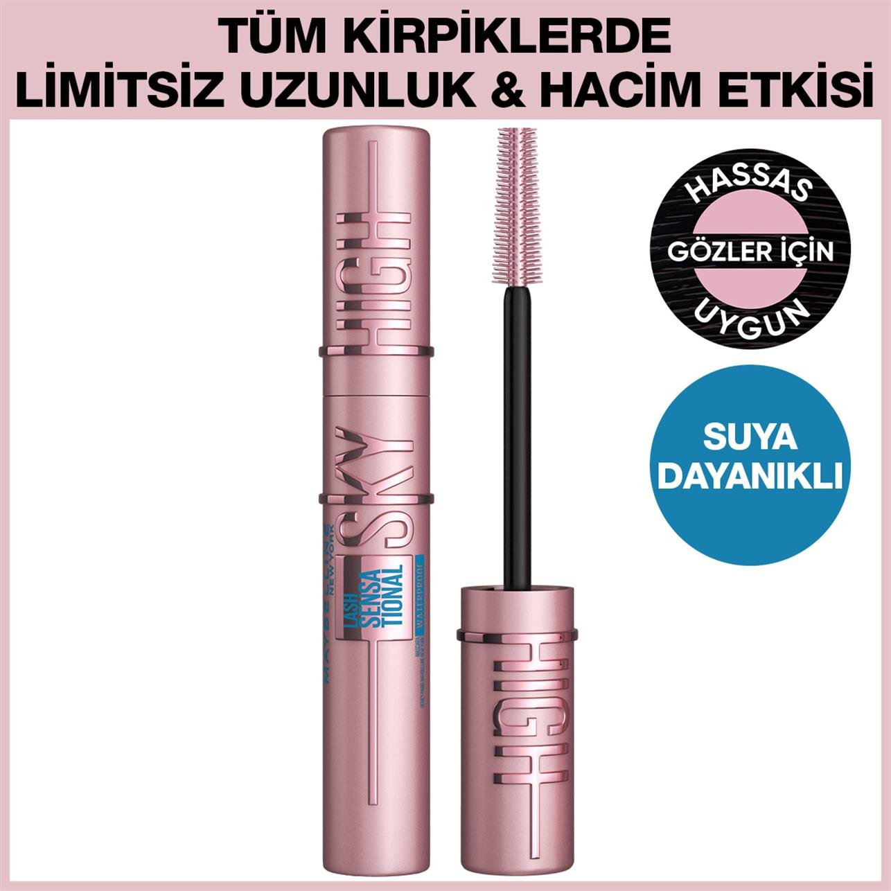 Maybelline New York Lash Sensational Sky High Ekstra Waterproof Siyah Maskara