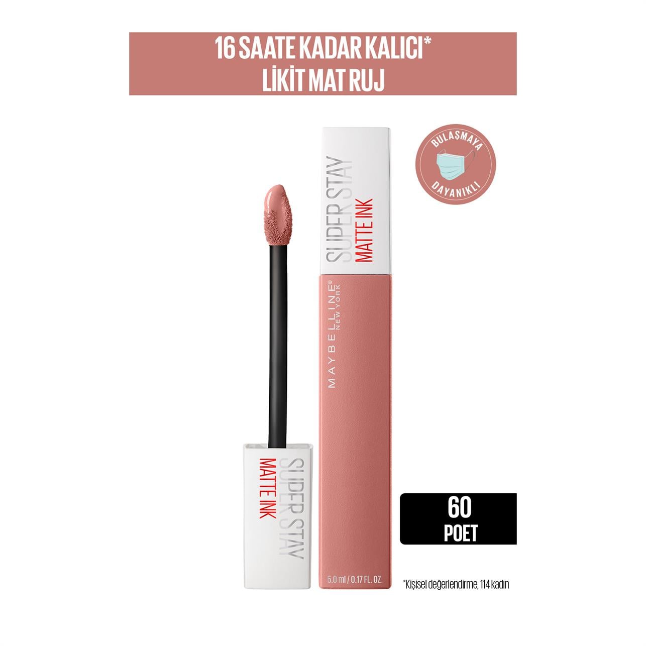 Maybelline New York Super Stay Likit Mat Ruj 60 Poet-Nude