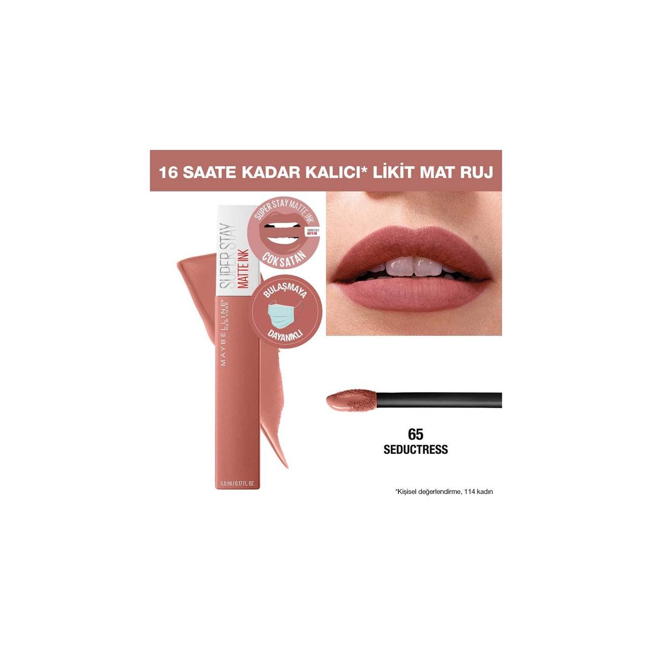 Maybelline New York Super Stay Matte Ink Likit Ruj 65 Seductress-Nude