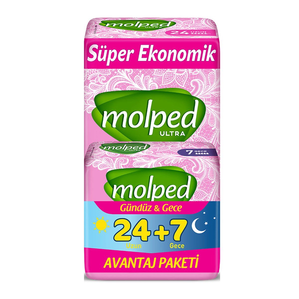 Molped Ultra Hijyenik Ped Uzun 24'lü + Molped Ultra Gece 7'li
