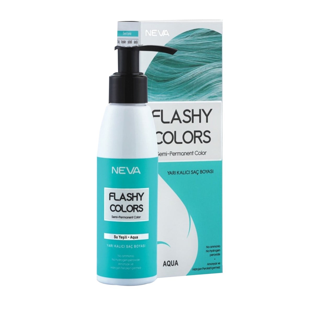 Neva Flashy Colors Yarı Kalıcı Saç Boyası Aqua/Su Yeşili 100 ml 