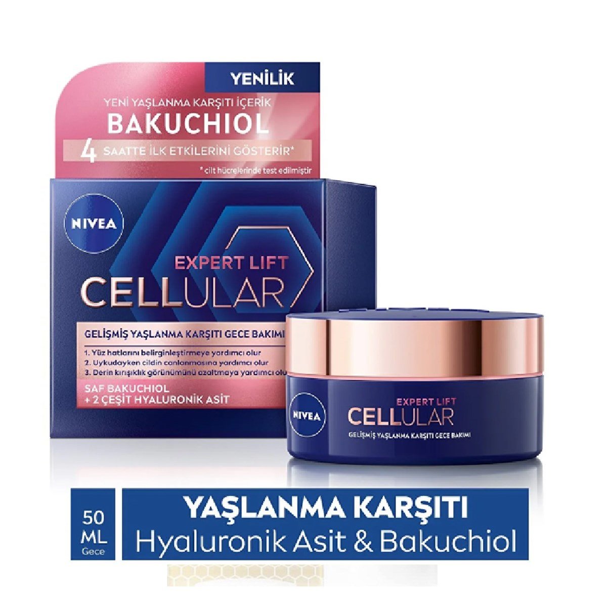 Nivea Bakuchiol Expert lift Cellular Gelişmiş Yaşlanma Karşıtı Gece Bakım Kremi 50ml