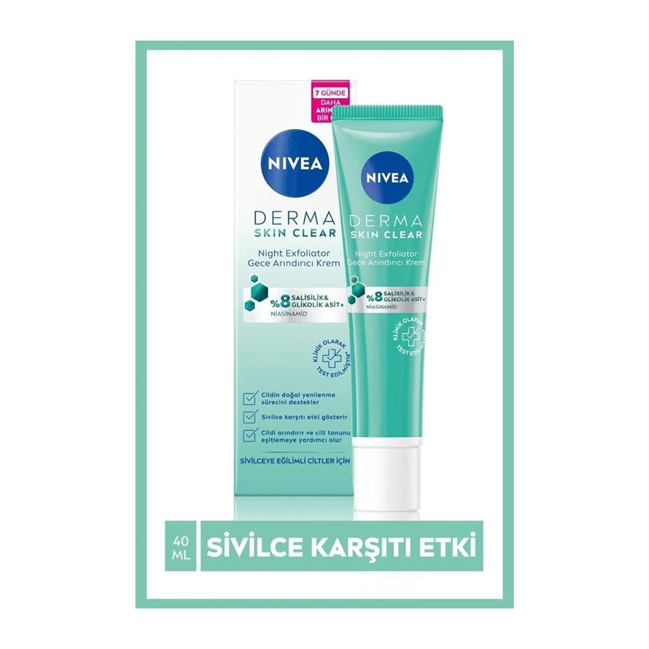 Nivea Derma Skin Clear Gece Arındırıcı Krem 40 ml