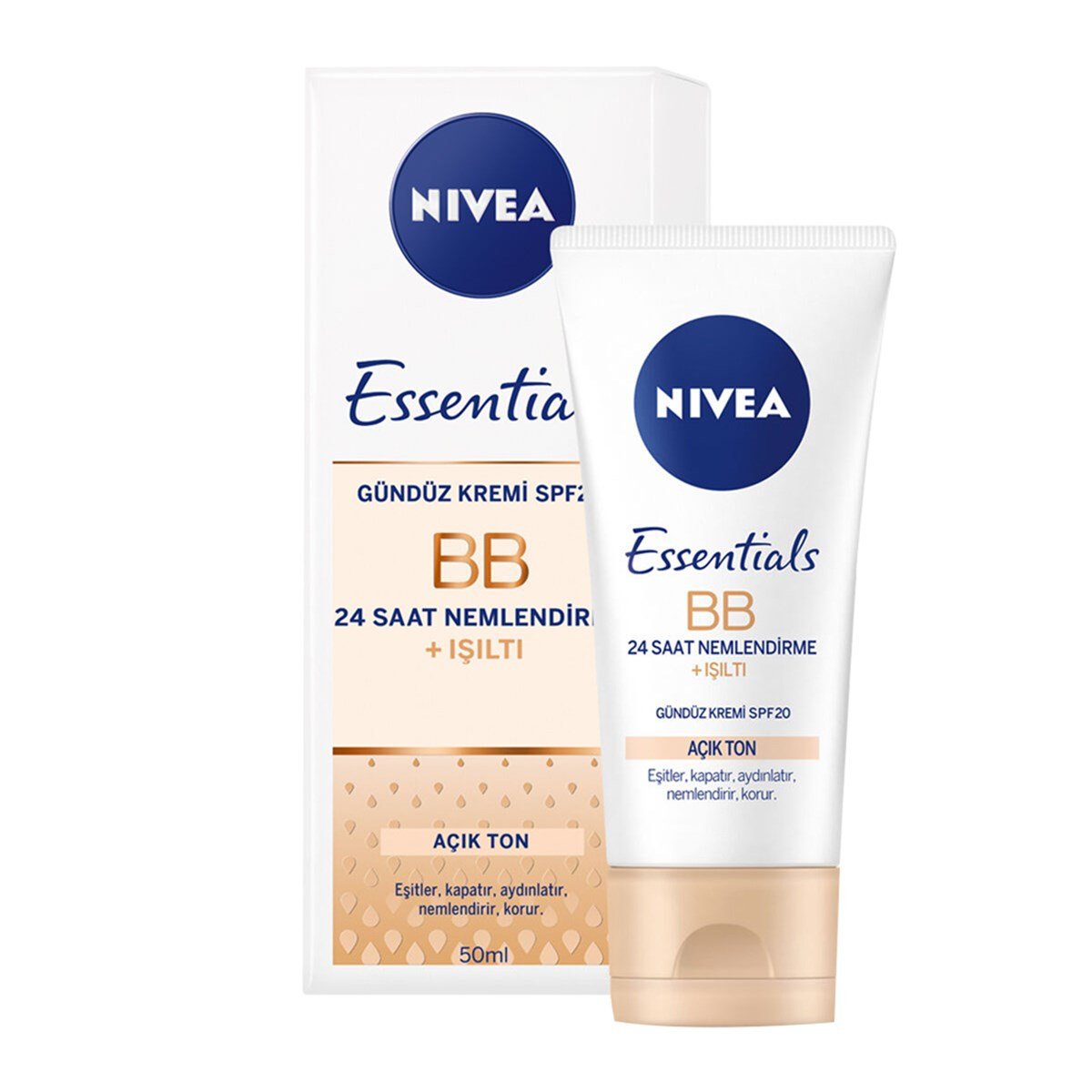 Nivea Essentials BB Gündüz Kremi 24 Saat Nemlendirme+Işıltı Açık Ton 