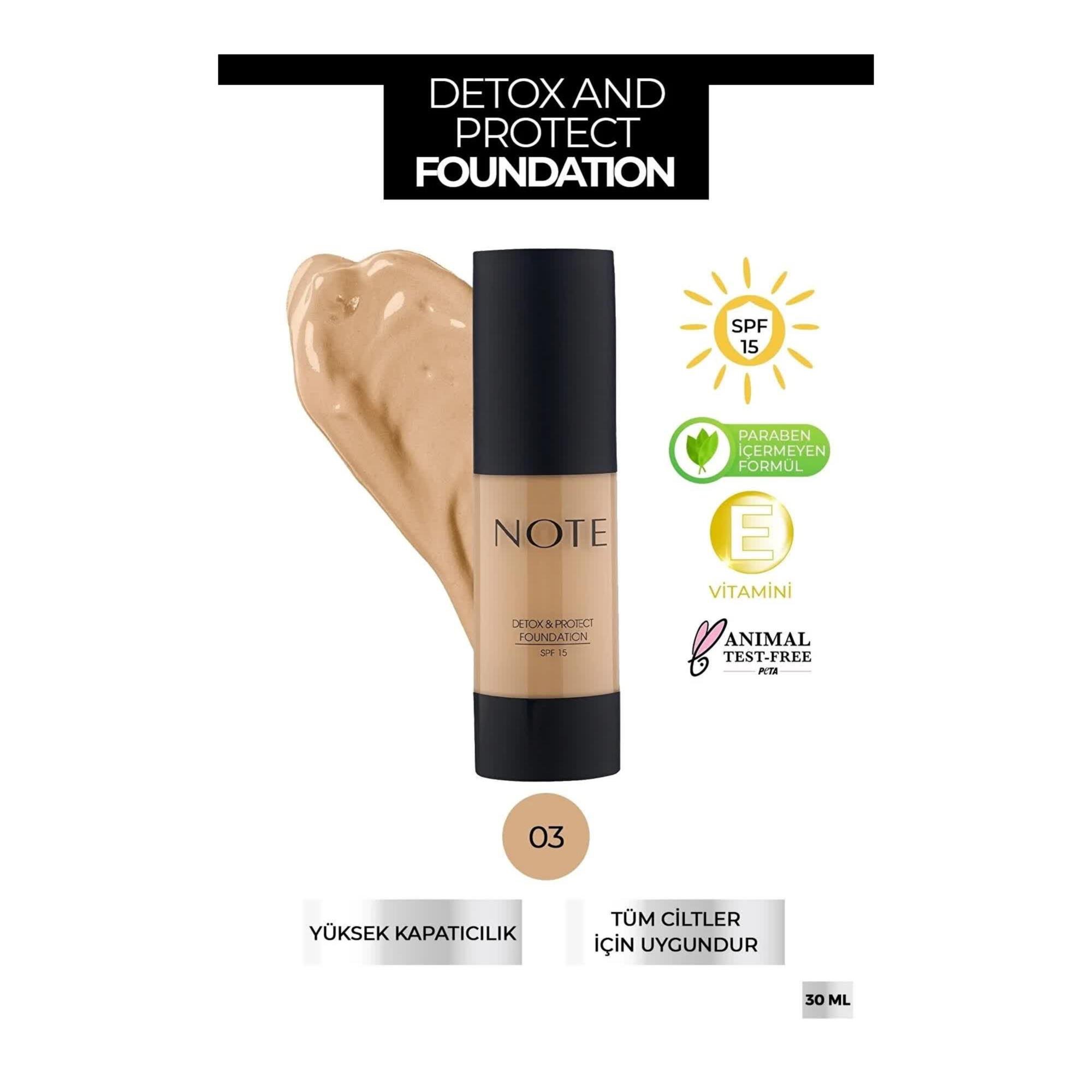 Note Detox & Protect SPF 15 Fondöten 03 Medium Beige