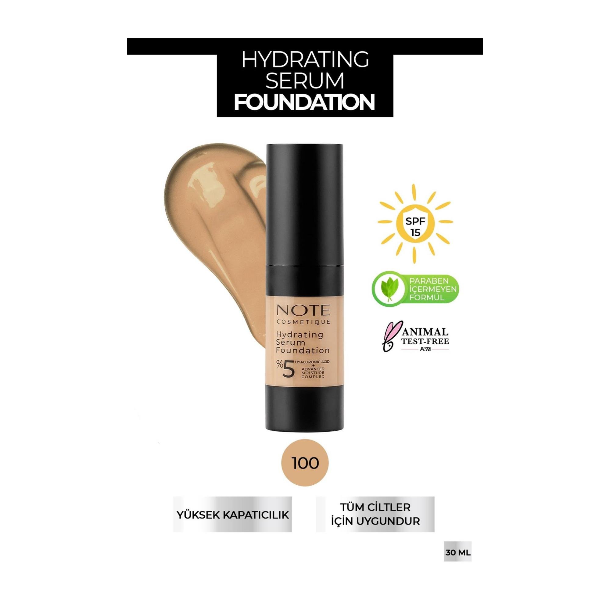 Note Hydrating Nemlendirici Serum Hyaluronik Asitli Fondöten 100