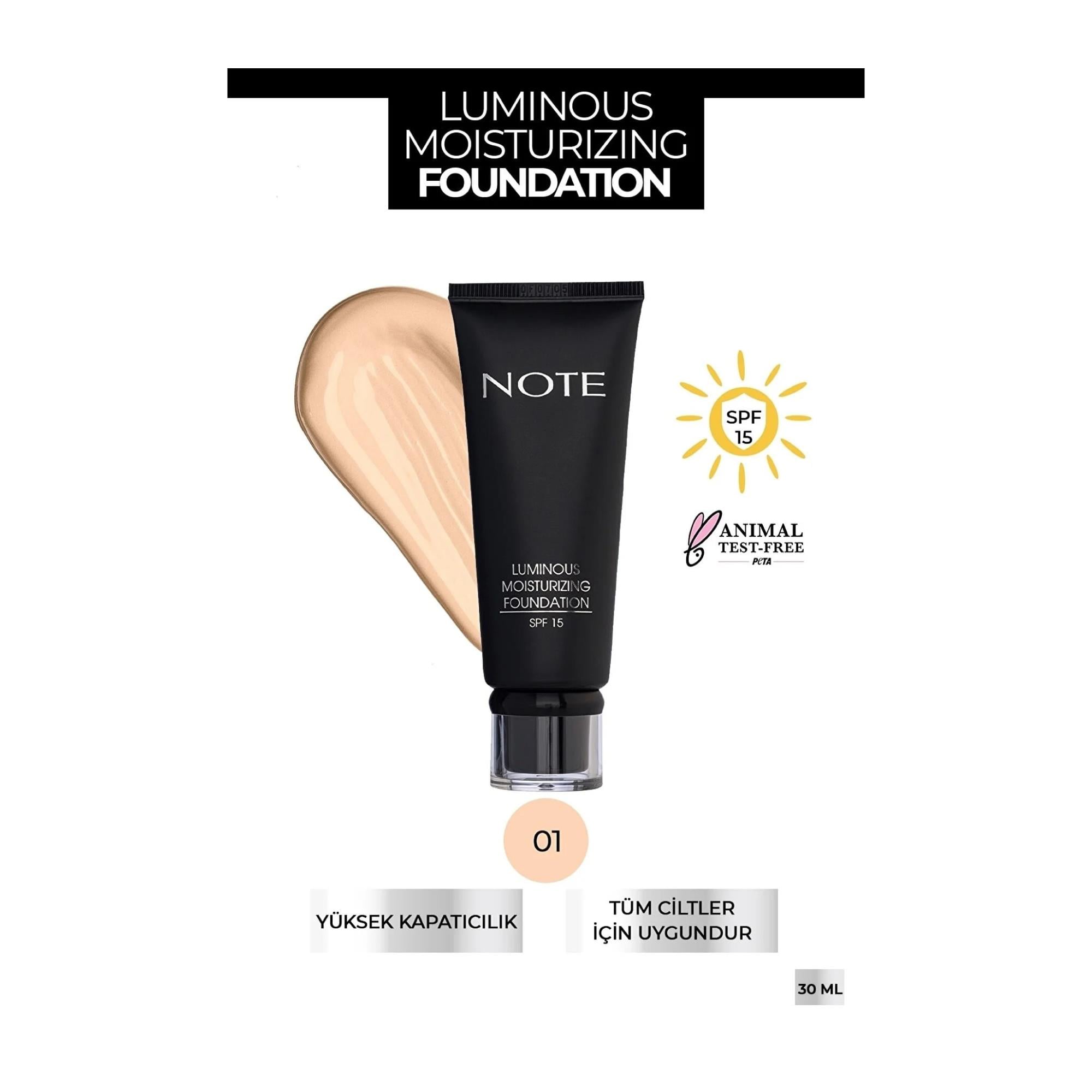 Note Luminous Moisturizing Spf 15 Fondöten 01 Beige