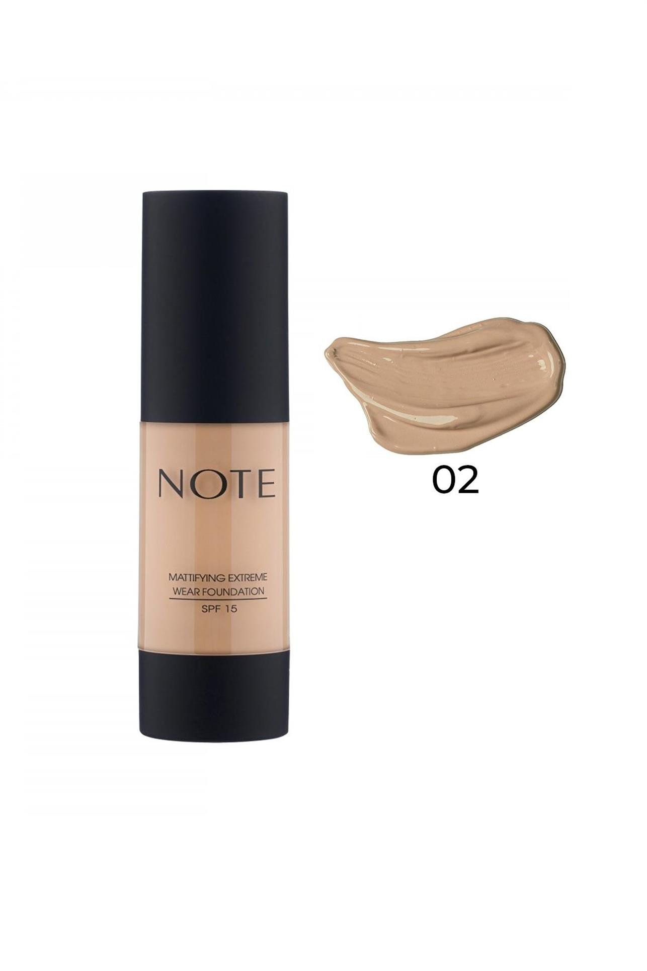 Note Mattifying Extreme Wear Fondöten Mat Bitiş 02 Natural Beige 