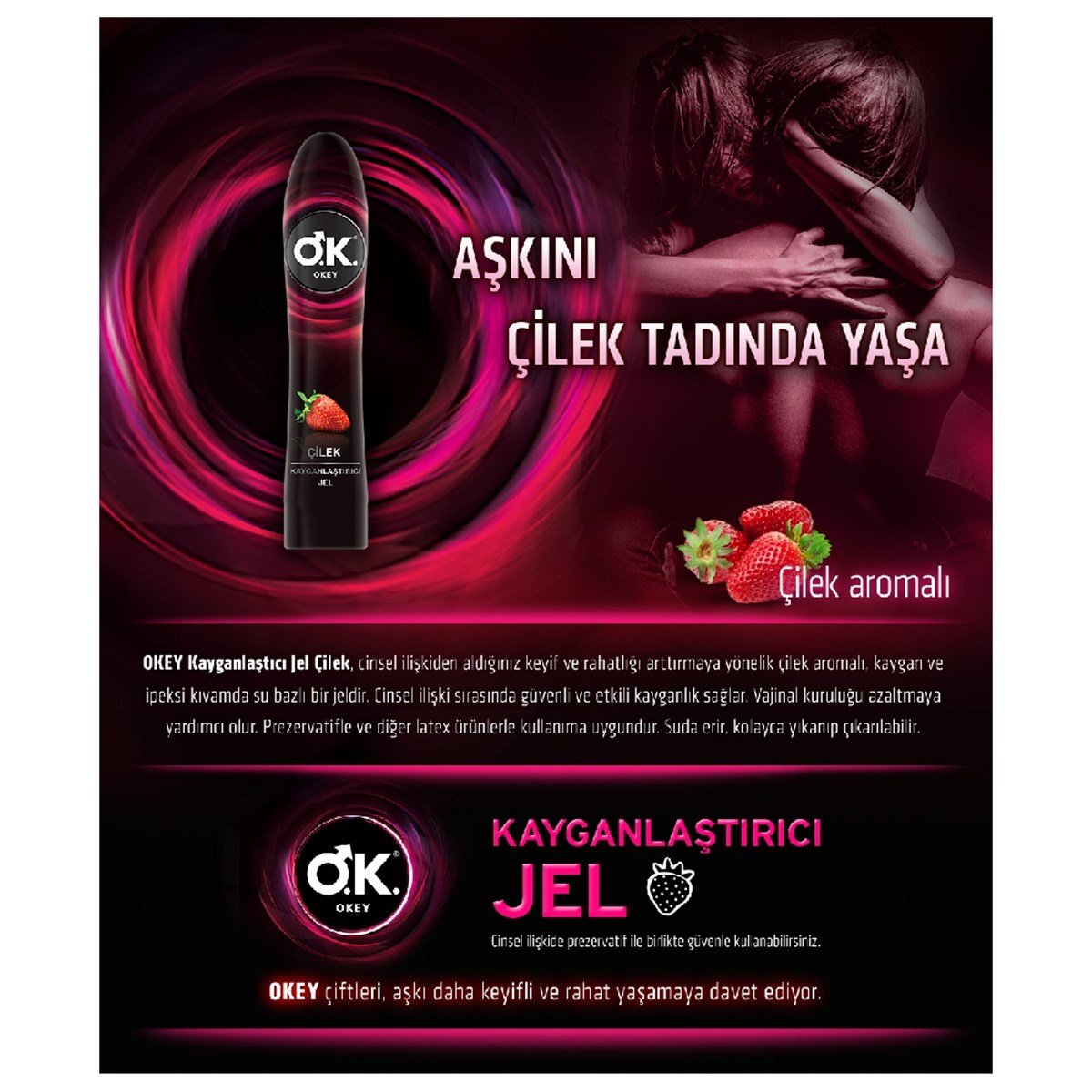 Okey Çilek Kayganlaştırıcı Jel 100 ml
