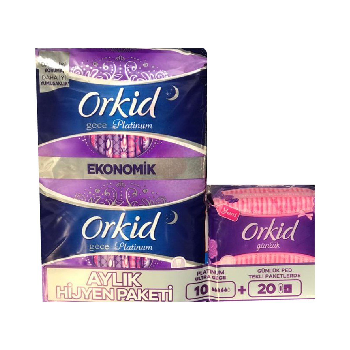 Orkid Gece Platinum Ekonomik Ped 10'lu + Orkid Günlük Ped 20'li
