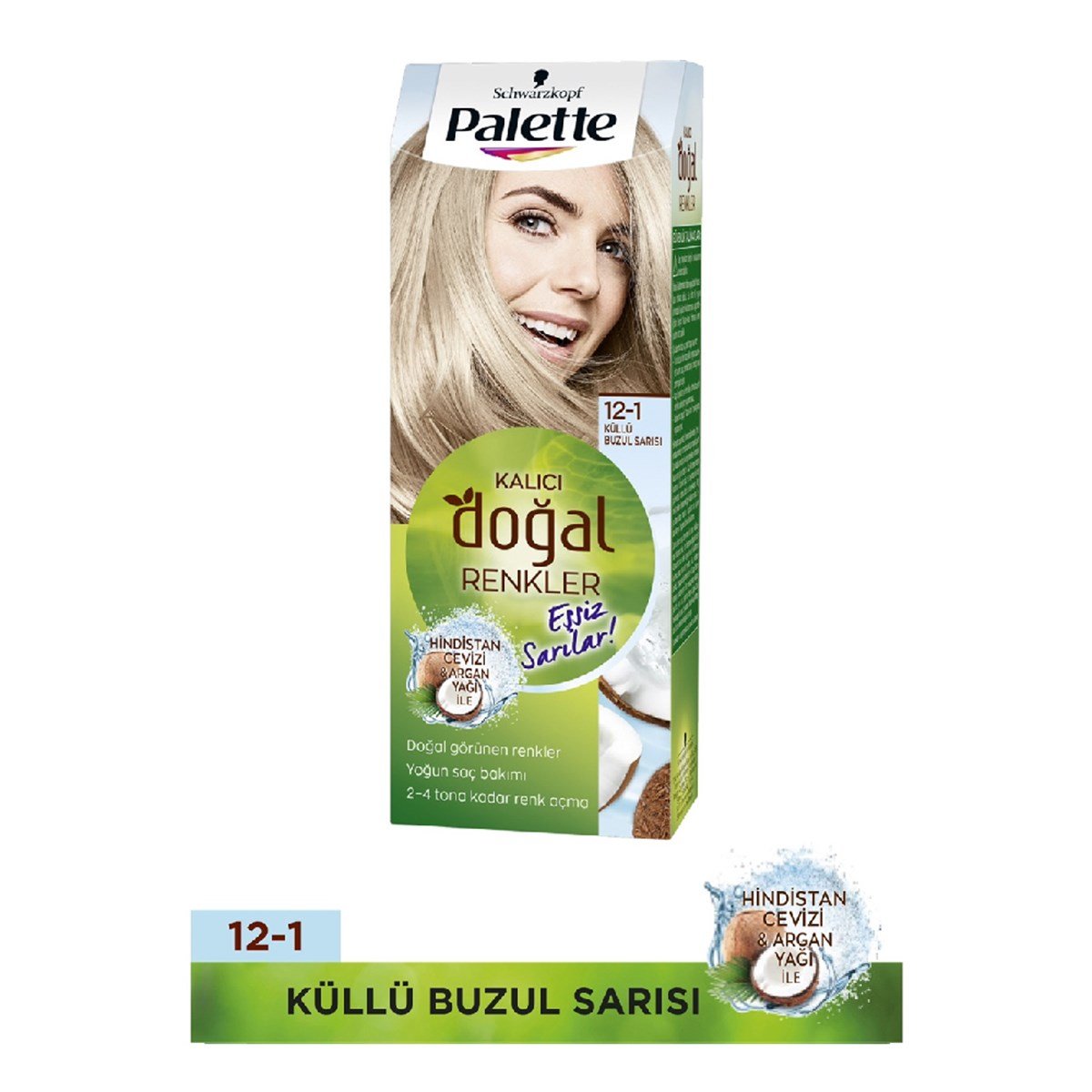 Palette Kalıcı Doğal Renkler Set Boya Küllü Buzul Sarısı 12-1 