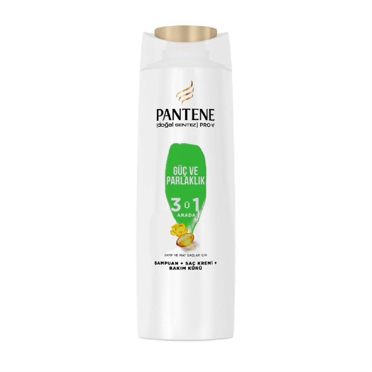 Pantene Şampuan Güç ve Parlaklık 3'ü1 Arada Zayıf ve Mat Saçlar 350ml