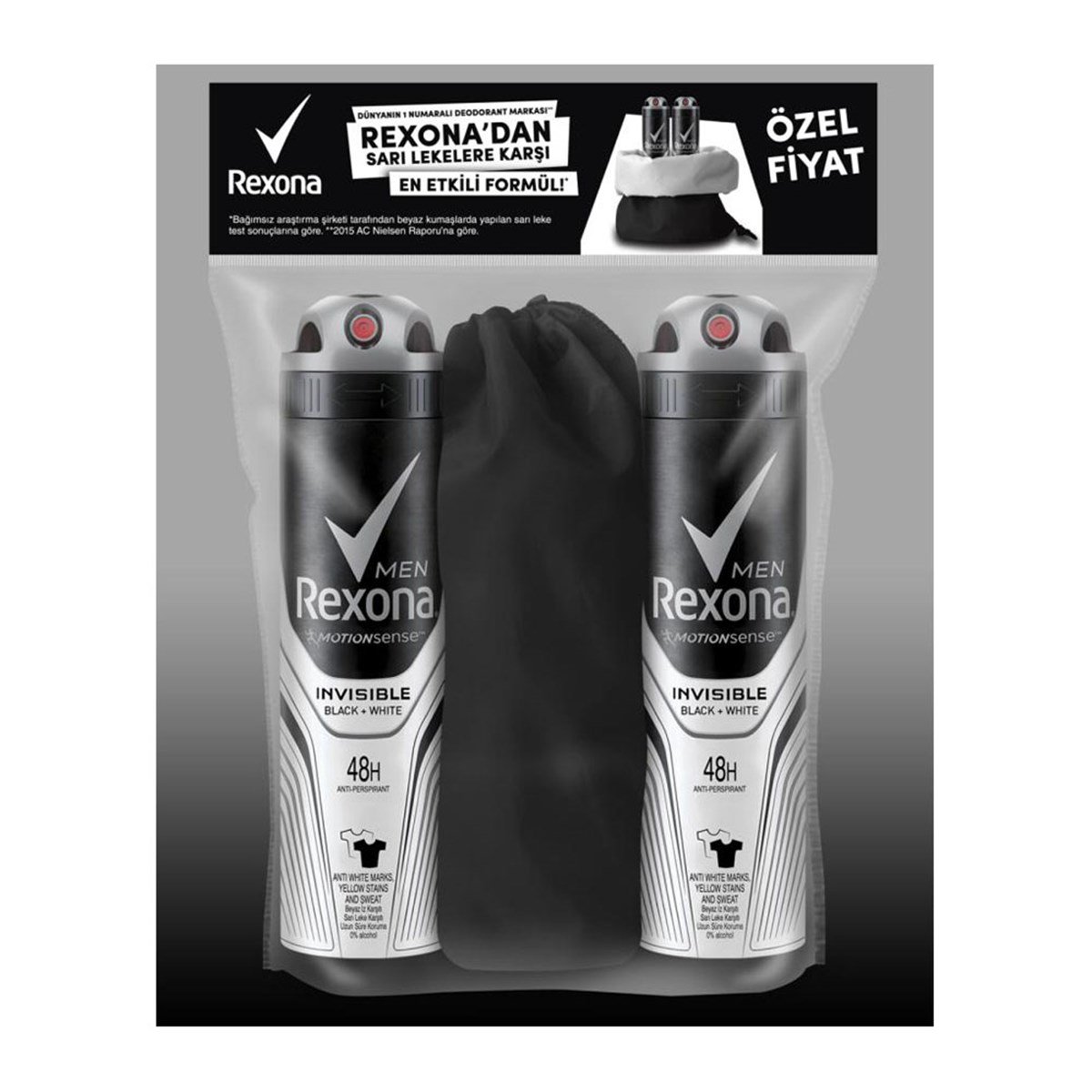 Rexona Invisible Black&White Deodorant 150ml 2'li + Çanta Hediye
