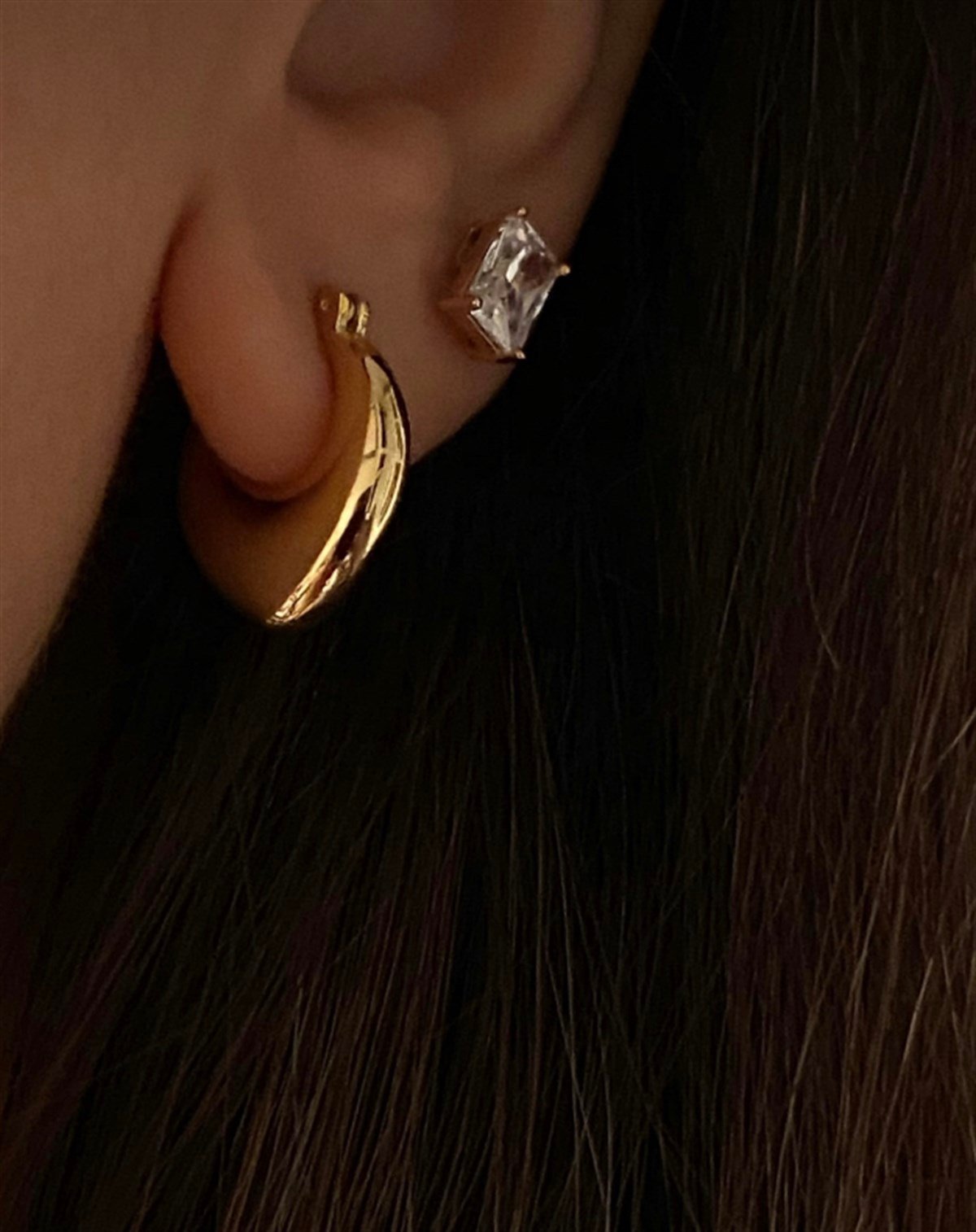 Eve Mini Oval Halka Küpe