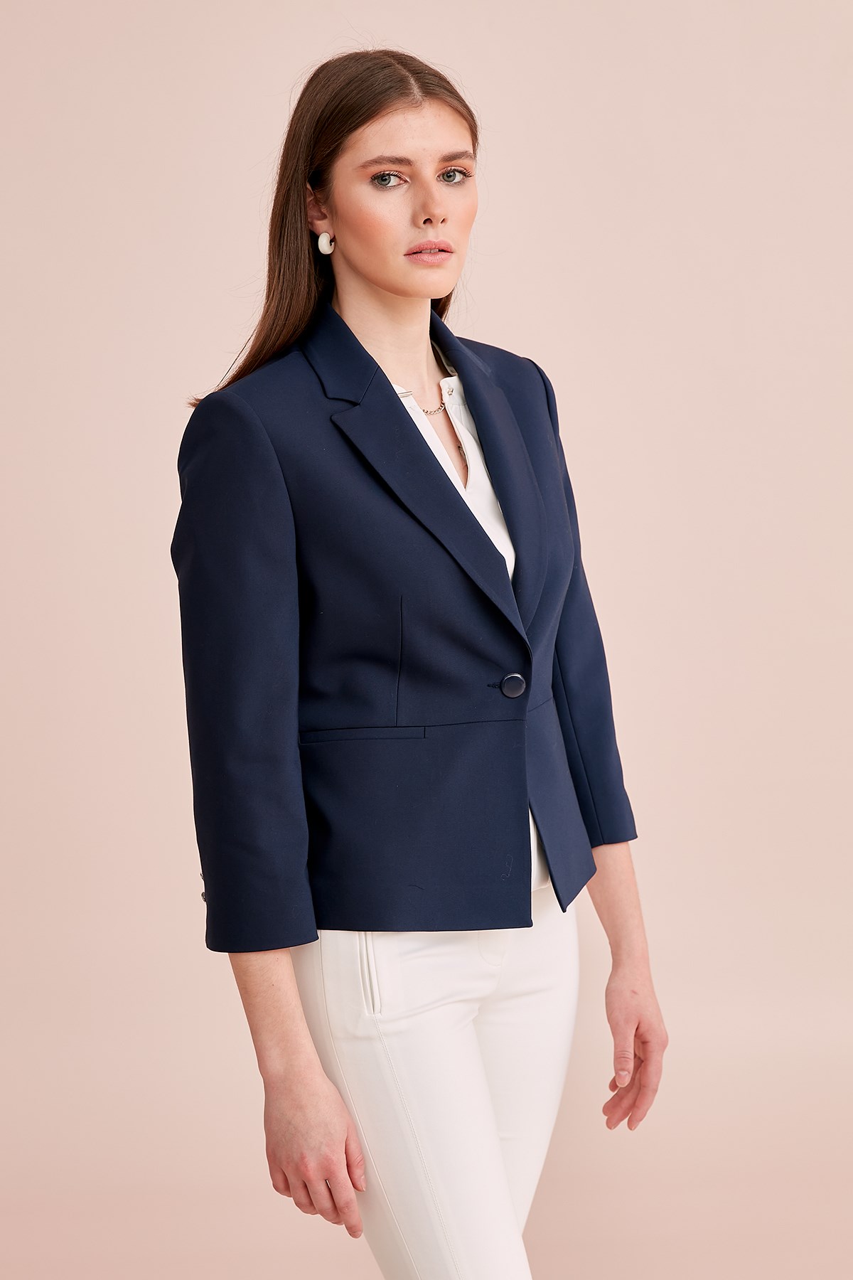 Ceket Klasik Yaka, Bel Kesiti Detaylı, T.Kol